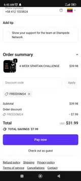 freedom24 coupon verification screenshot