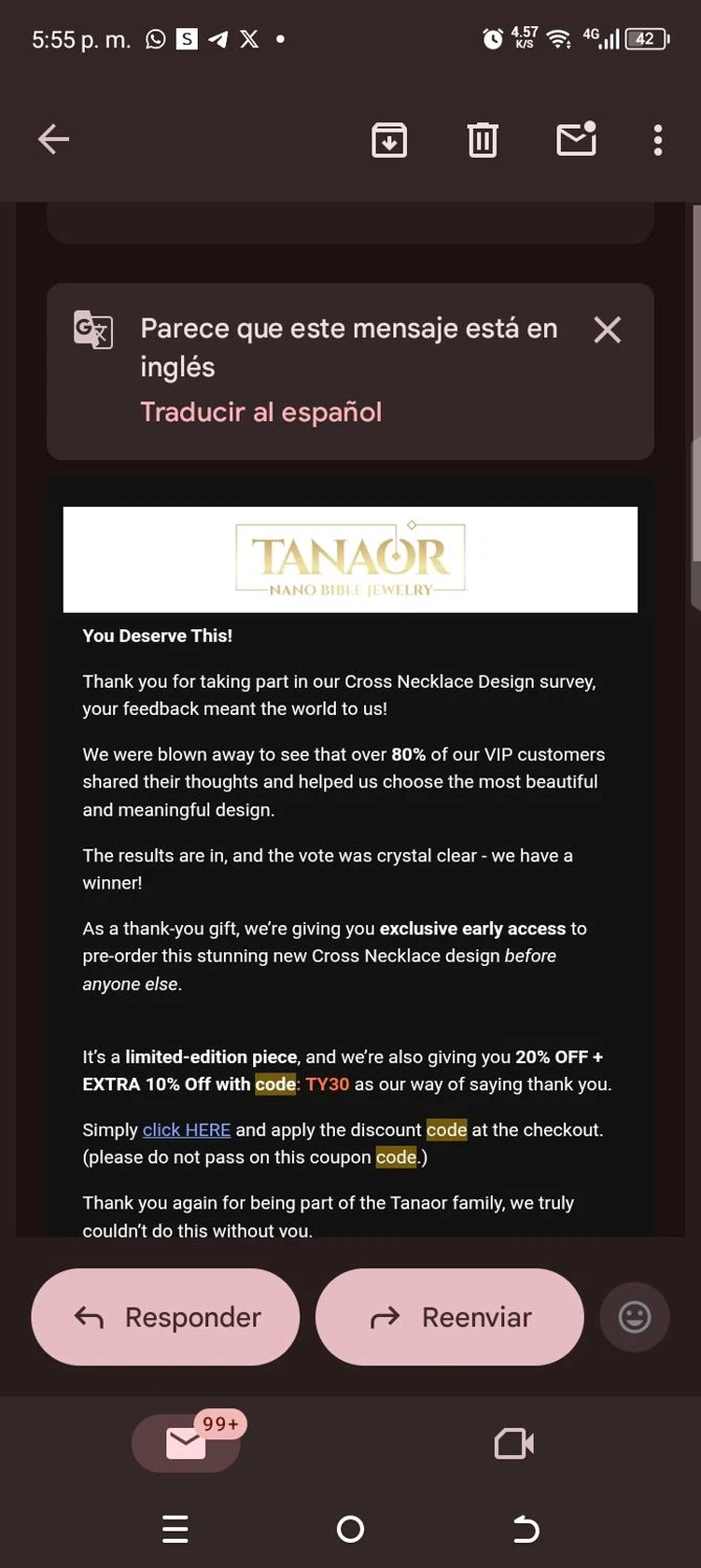 Tanaor Jewelry discount code screenshot showing code Ty30 applied at Tanaor Jewelry checkout page. Uploaded by SimplyCodes community member kellymoreno on Nov 5, 2025