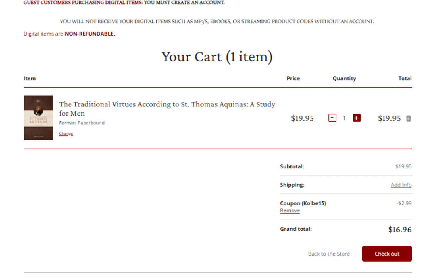 Tan Books promo code screenshot showing code Kolbe15 applied at Tan Books checkout page. Uploaded by SimplyCodes community member PennyScout6137 on Mar 17, 2025