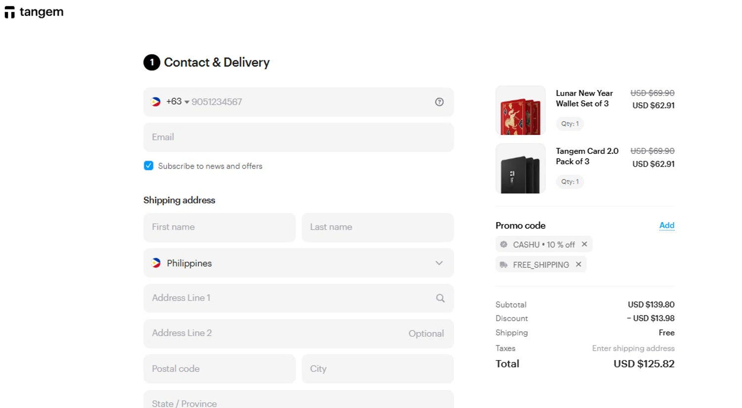 Tangem promo code screenshot showing code CASHU applied at Tangem checkout page. Uploaded by SimplyCodes community member SweetJireh on Feb 10, 2026