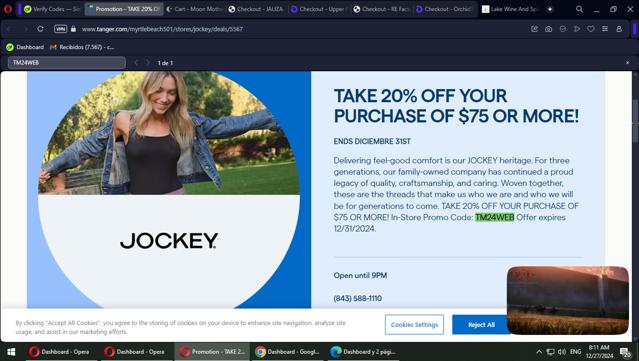Tanger checkout page showing Tanger promo code box | Screenshot taken by SimplyCodes community member on Dec 27, 2024