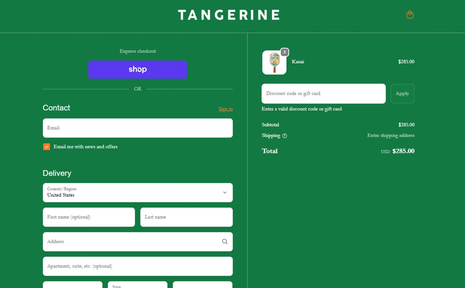 Tangerine Paddle discount code screenshot showing code Tangerine30 applied at Tangerine Paddle checkout page. Uploaded by SimplyCodes community member Loratadina on Nov 14, 2025