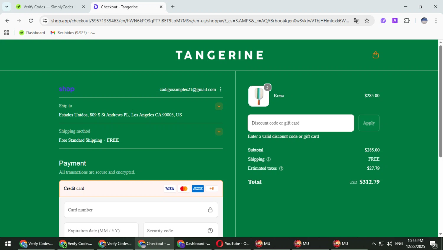 Tangerine Paddle discount code screenshot showing code holiday30 applied at Tangerine Paddle checkout page. Uploaded by SimplyCodes community member Typhlosion on Dec 23, 2025