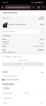 AZALIA15 coupon verification screenshot