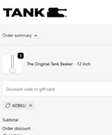 Tank Glass coupon verification screenshot