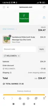 WELCOME5% coupon verification screenshot