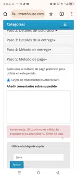 Spice coupon verification screenshot
