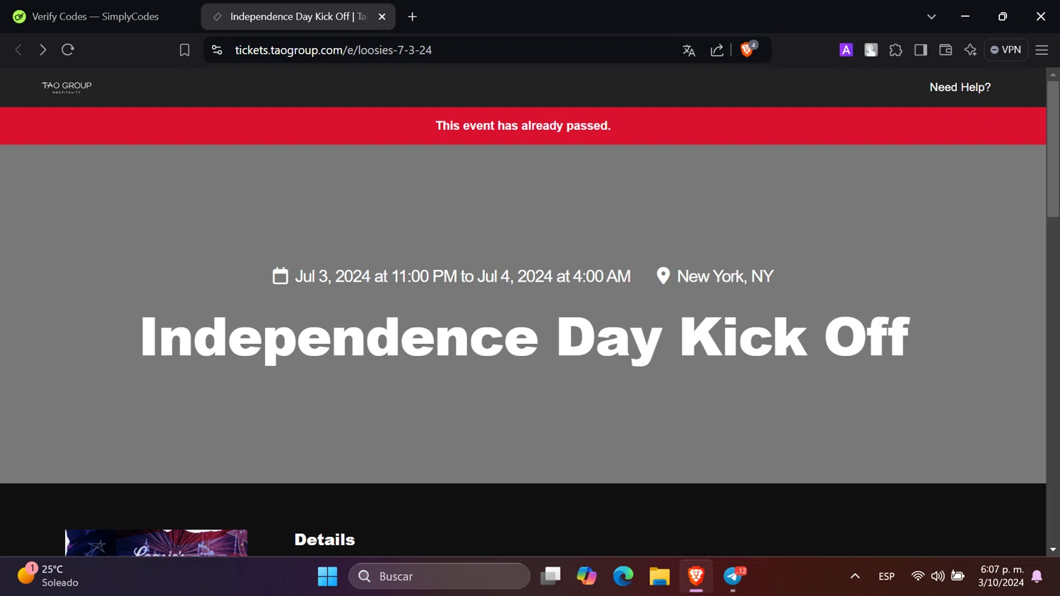 Tao Group Hospitality checkout page showing Tao Group Hospitality promo code box | Screenshot taken by SimplyCodes community member on Oct 3, 2024