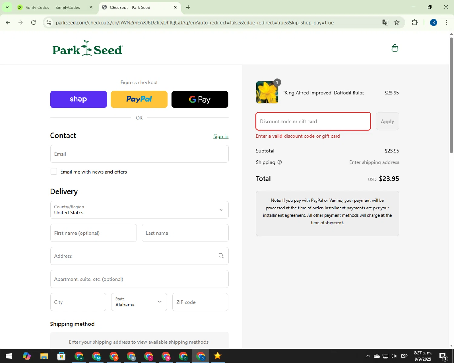 Taplio promo code screenshot showing code TSSXTAPLIO applied at Taplio checkout page. Uploaded by SimplyCodes community member 00000008 on Sep 9, 2025