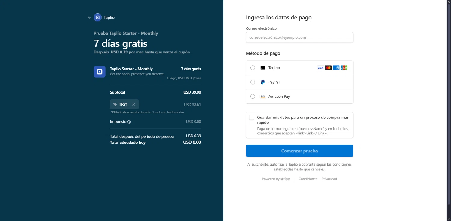 Taplio promo code screenshot showing code TRY1 applied at Taplio checkout page. Uploaded by SimplyCodes community member Serdanvz on Aug 23, 2025