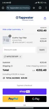 MYFILTERTAPP coupon verification screenshot