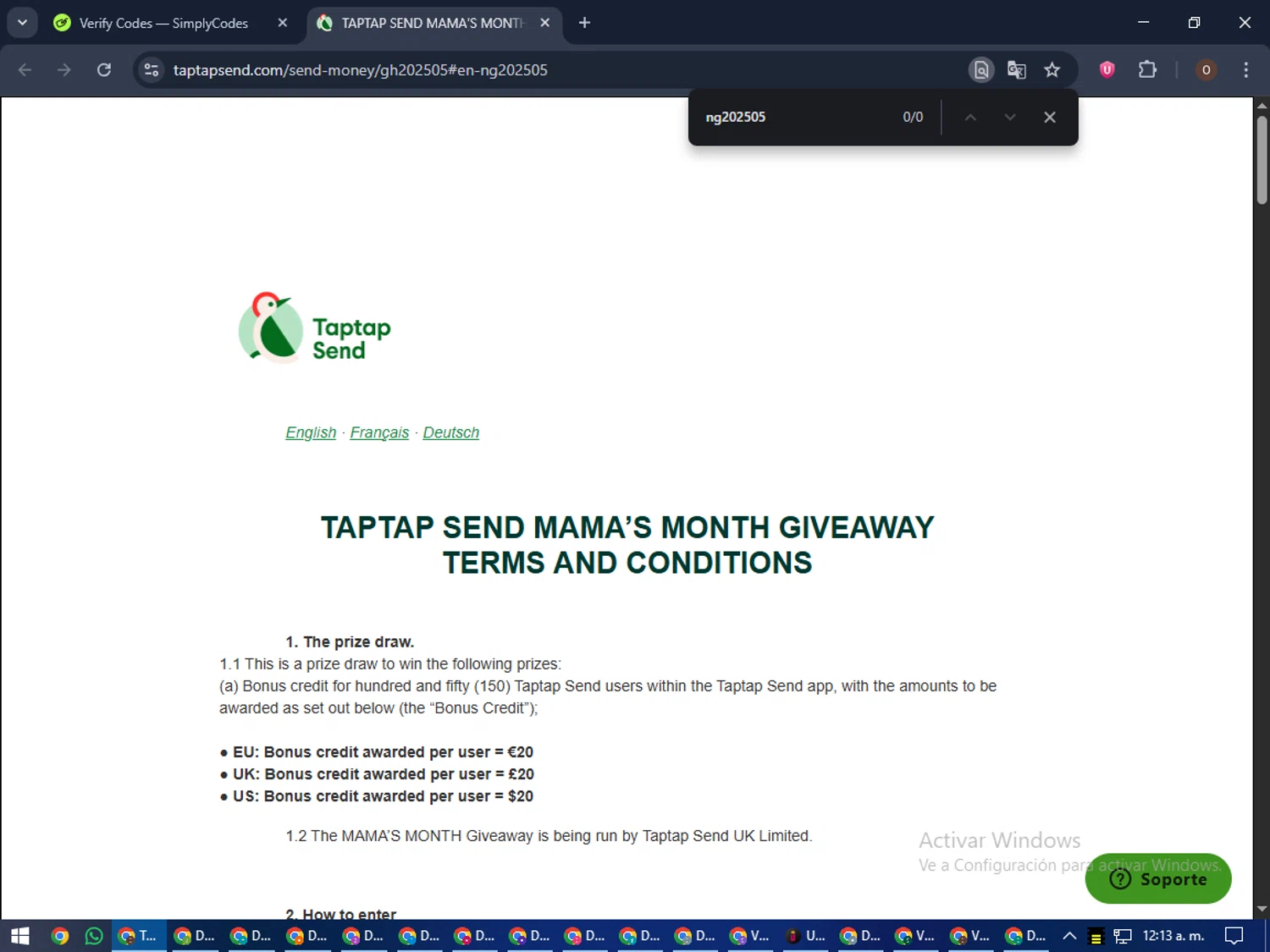 Taptap Send checkout page showing Taptap Send promo code box | Screenshot taken by SimplyCodes community member on Sep 20, 2025