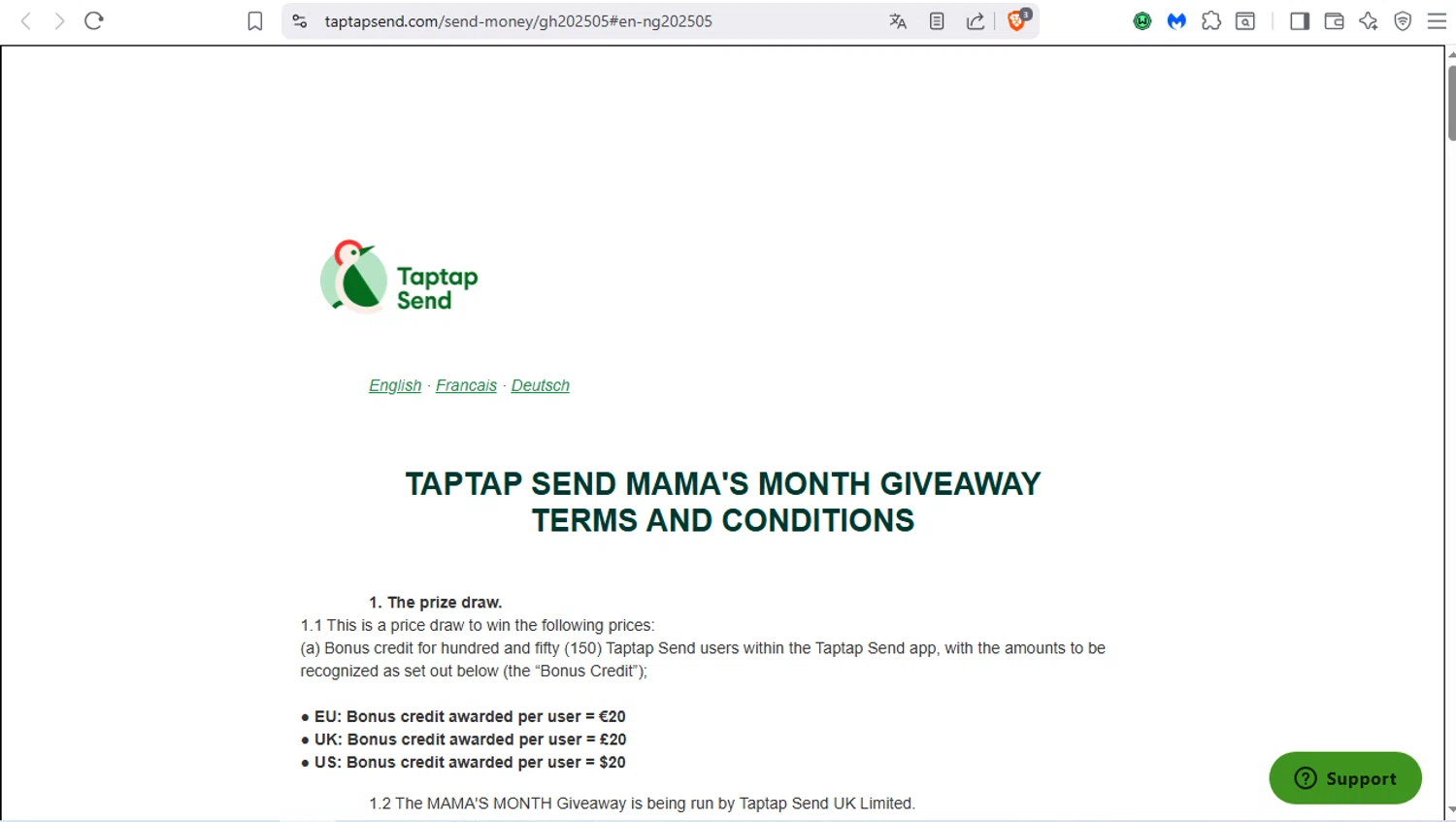 Taptap Send checkout page showing Taptap Send promo code box | Screenshot taken by SimplyCodes community member on Aug 30, 2025