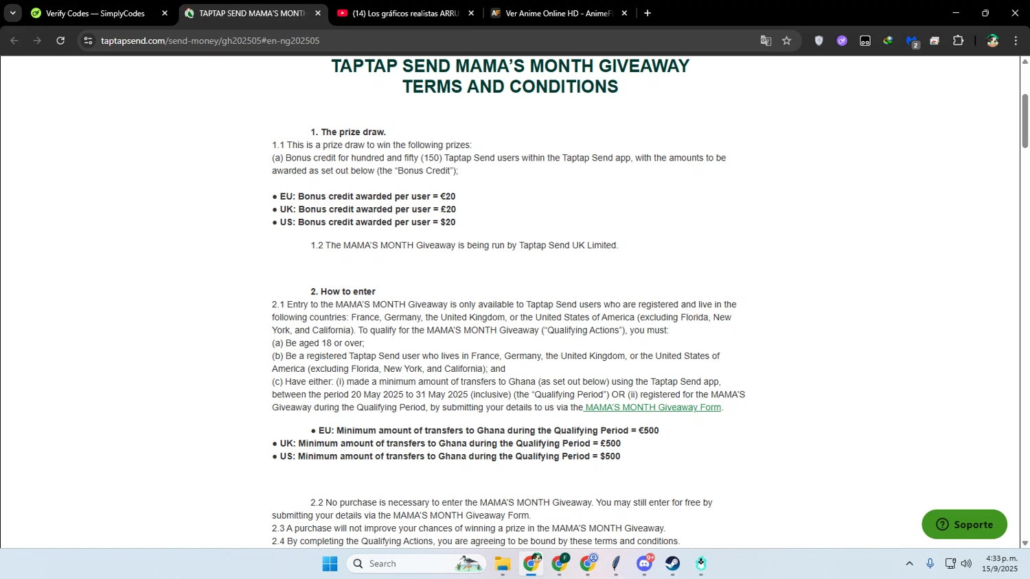 Taptap Send checkout page showing Taptap Send promo code box | Screenshot taken by SimplyCodes community member on Sep 15, 2025
