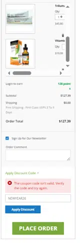 NEWYEAR26 coupon verification screenshot