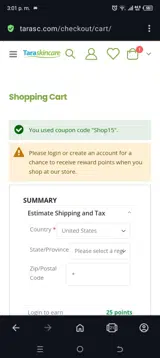 Shop15 coupon verification screenshot