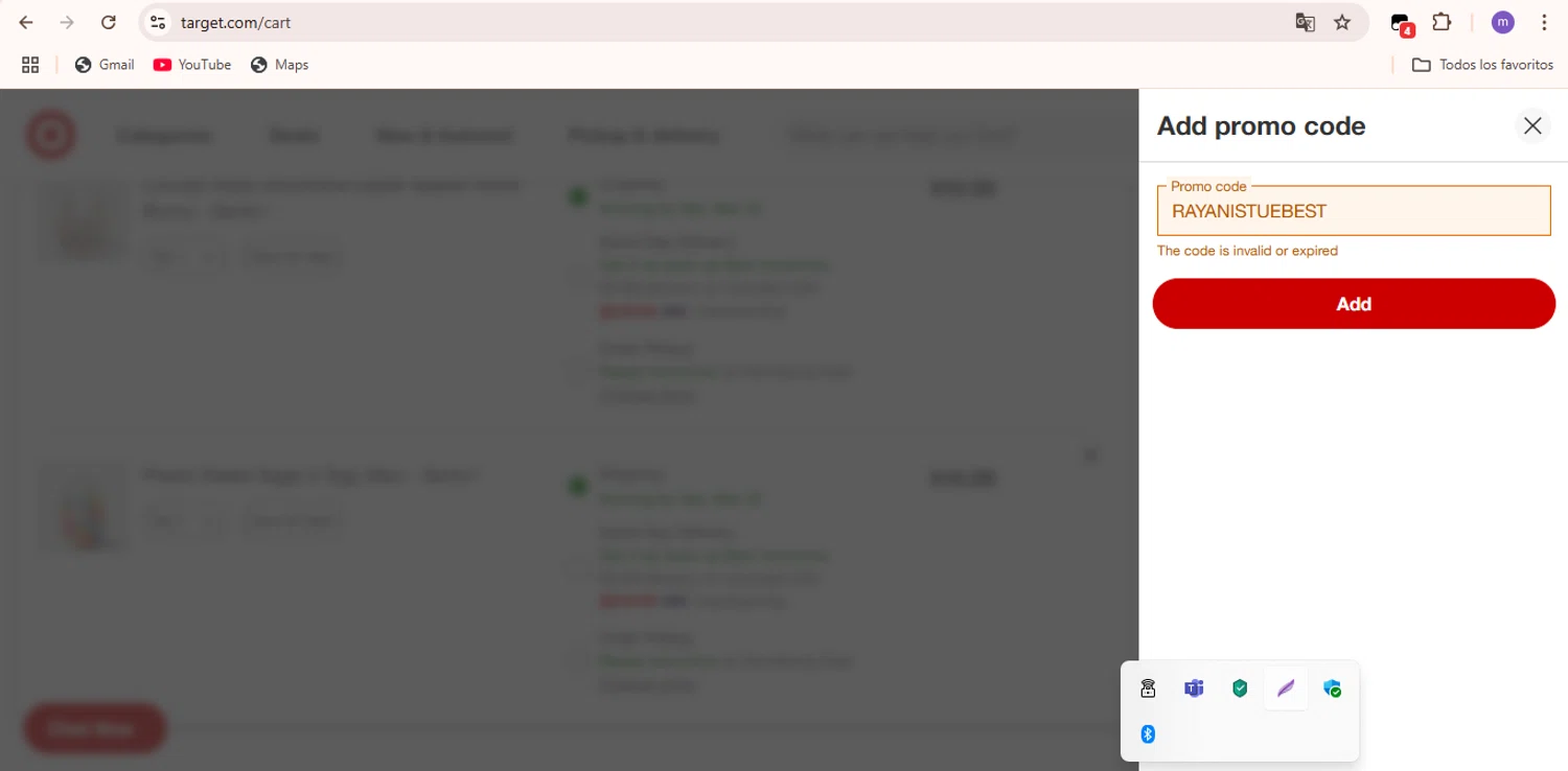 Target promo code screenshot showing code Rayanistuebest applied at Target checkout page. Uploaded by SimplyCodes community member marieugepolanco on Mar 20, 2025