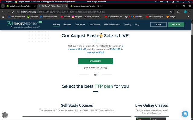 Target Test Prep checkout page showing Target Test Prep promo code box | Screenshot taken by SimplyCodes community member on Aug 24, 2025