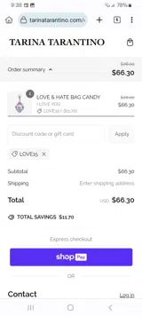 LOVE15 coupon verification screenshot