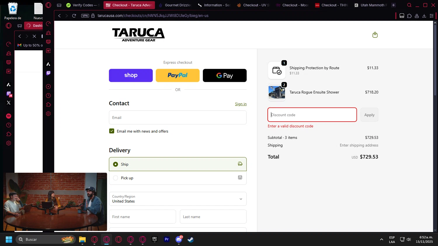 Taruca promo code screenshot showing code Tobyt4r applied at Taruca checkout page. Uploaded by SimplyCodes community member leonardocamacho2 on Nov 15, 2025