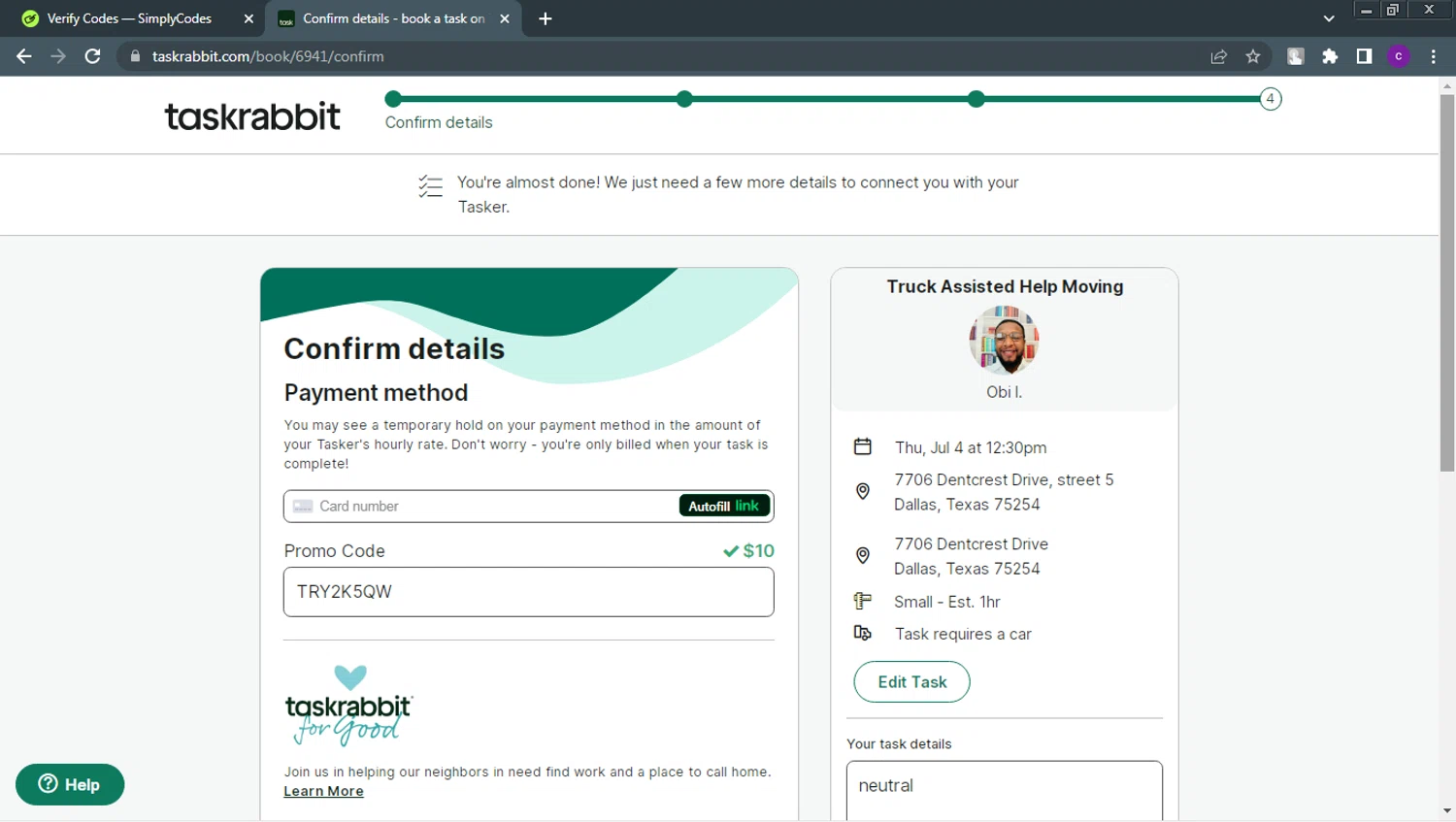 Taskrabbit Promo Codes 10 Off Coupons in August 2024 SimplyCodes