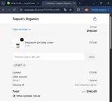Taspen's Organics coupon verification screenshot