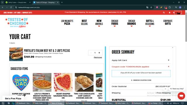 Tastes of Chicago checkout page showing Tastes of Chicago promo code box | Screenshot taken by SimplyCodes community member on Jun 5, 2025