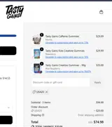 Tasty Gains coupon verification screenshot