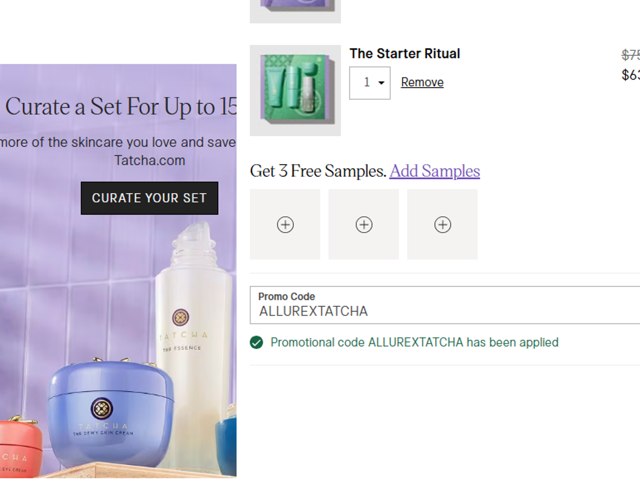 Tatcha checkout page showing Tatcha promo code box | Screenshot taken by SimplyCodes community member on Aug 30, 2025