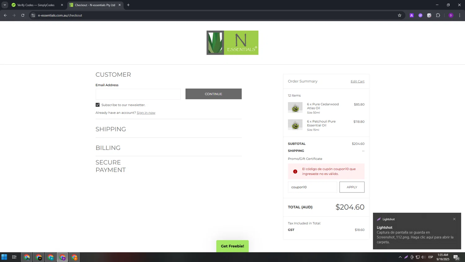 Tattahome promo code screenshot showing code SUMMER20 applied at Tattahome checkout page. Uploaded by SimplyCodes community member ValueWhiz5630 on Sep 19, 2025