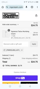 _PORCELAIN_LUCY_ coupon verification screenshot