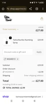 WIZARD10 coupon verification screenshot