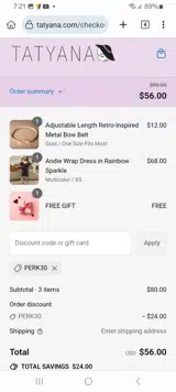 PERK30 coupon verification screenshot