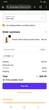 FIRST coupon verification screenshot