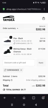 Sonyadance coupon verification screenshot