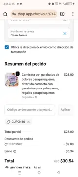 CUPON10 coupon verification screenshot