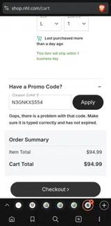 N3GNKXS554 coupon verification screenshot