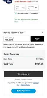 Tampa Bay Lightning Shop coupon verification screenshot