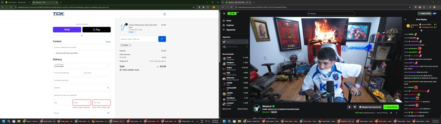 TCK Sports promo code screenshot showing code Robby applied at TCK Sports checkout page. Uploaded by SimplyCodes community member Davoxeneixe on Sep 23, 2025