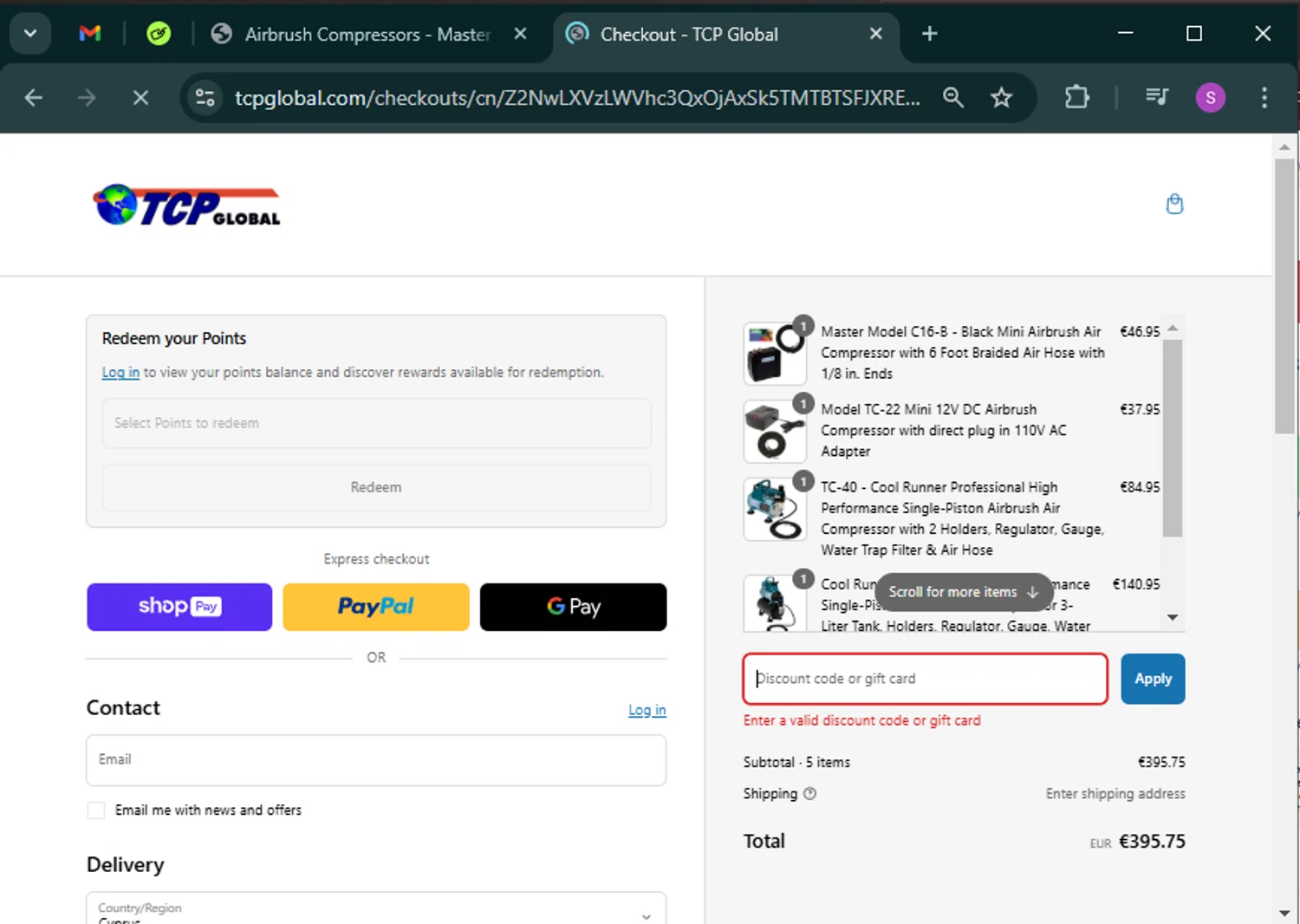 TCP Global coupon code screenshot showing code BLACKFRIDAY22 applied at TCP Global checkout page. Uploaded by SimplyCodes community member tinkle_tinkle on Mar 7, 2025