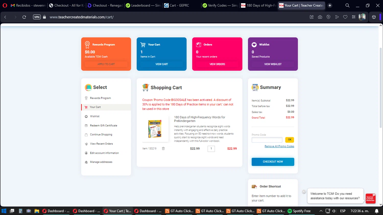 Teacher Created Materials checkout page showing Teacher Created Materials coupon code box | Screenshot taken by SimplyCodes community member on Apr 21, 2024