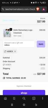 Adbex coupon verification screenshot