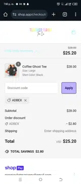 Adbex coupon verification screenshot