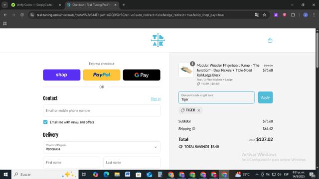 Teak Tuning checkout page showing Teak Tuning discount code box | Screenshot taken by SimplyCodes community member on Sep 15, 2025