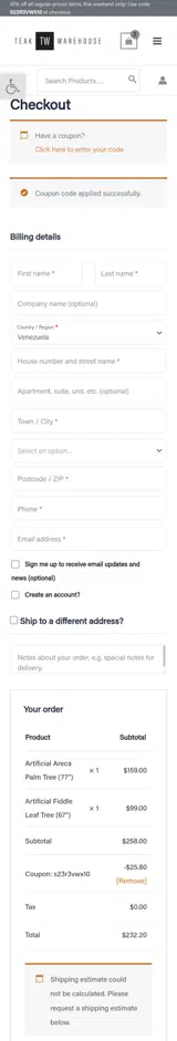 S23R3VWX10 coupon verification screenshot