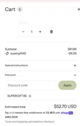 supergift45 coupon verification screenshot