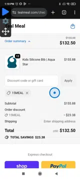 15MEAL coupon verification screenshot