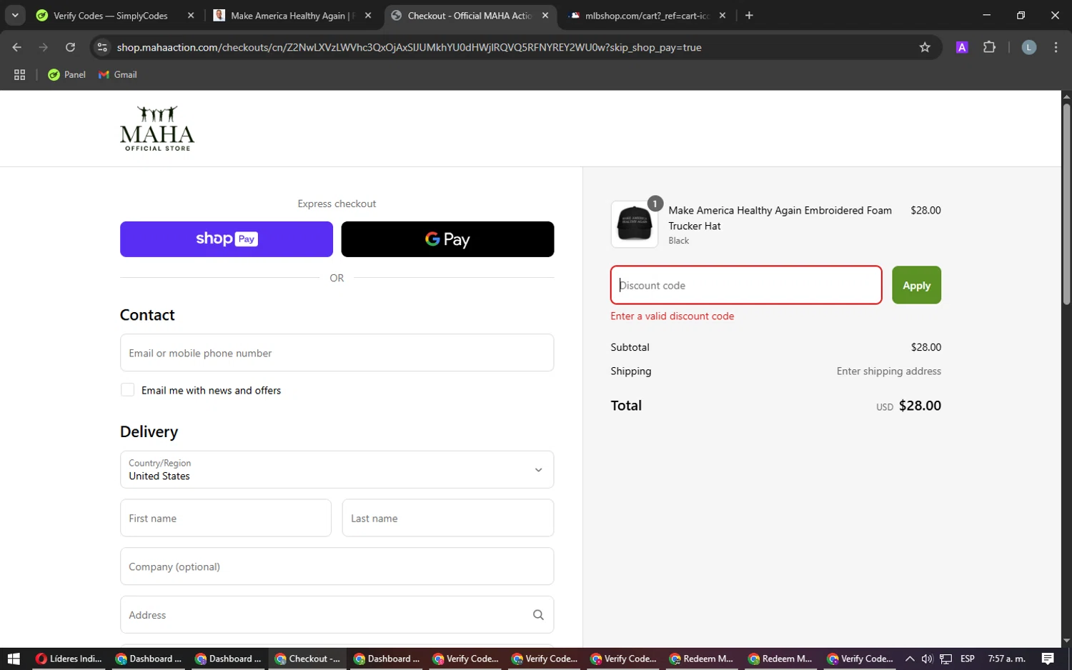 Team Kennedy promo code screenshot showing code WEAREMAHA applied at Team Kennedy checkout page. Uploaded by SimplyCodes community member Laureandiaz on Apr 14, 2025