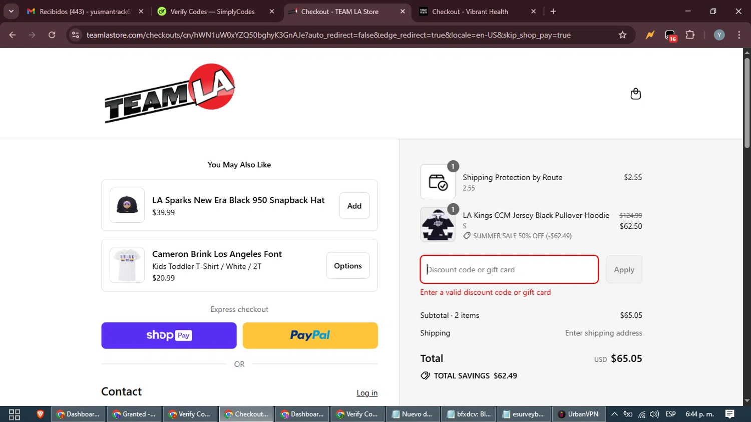 Team La promo code screenshot showing code HERBA35 applied at Team La checkout page. Uploaded by SimplyCodes community member MoneyTiger5162 on Aug 17, 2025