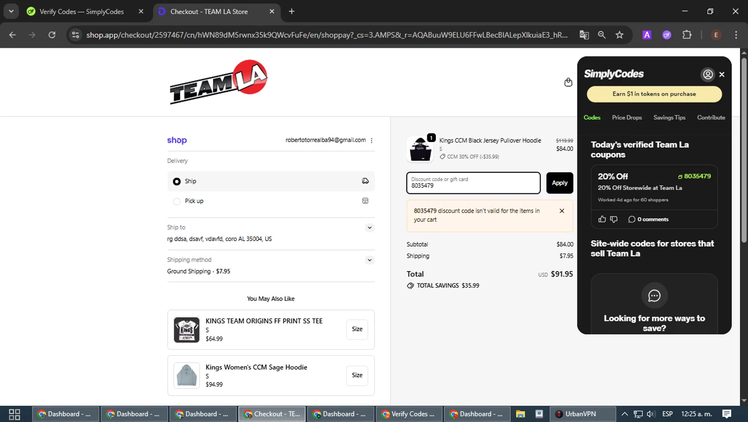 Team La checkout page showing Team La promo code box | Screenshot taken by SimplyCodes community member on Jan 29, 2026